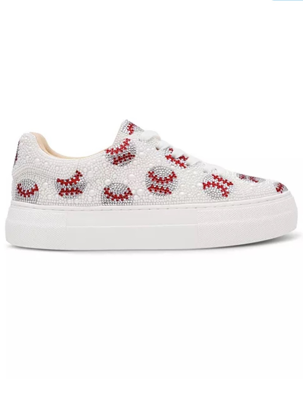 Betsey Johnson Sidny Baseball Rhinestone Lace Up Platform Sneakers Size 8 NEW